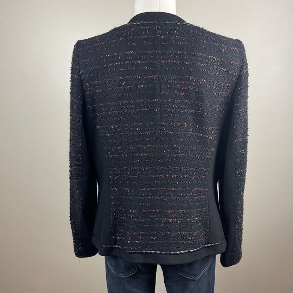 Lafayette 148 New York Black Textured Tweed Snap Up Blazer Jacket 10 Classic - Picture 6 of 10